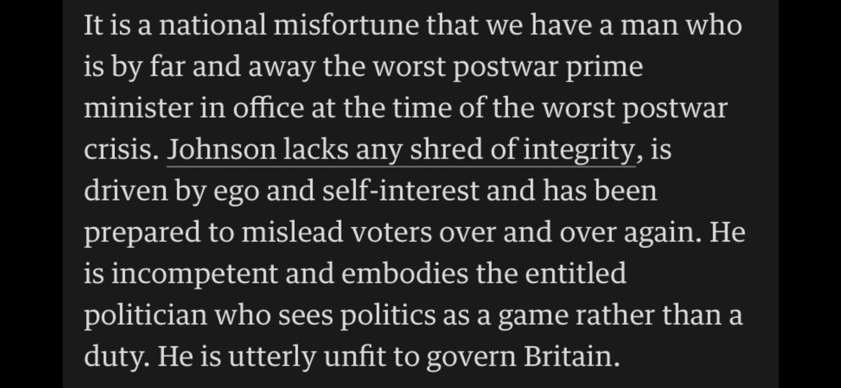 susie_eb's tweet photo. From the Observer opinion today - the truth is finally out about him. Unfortunately he has already cost thousands of lives and livelihoods.  #JohnsonMustResign https://t.co/oefBrLKgG2