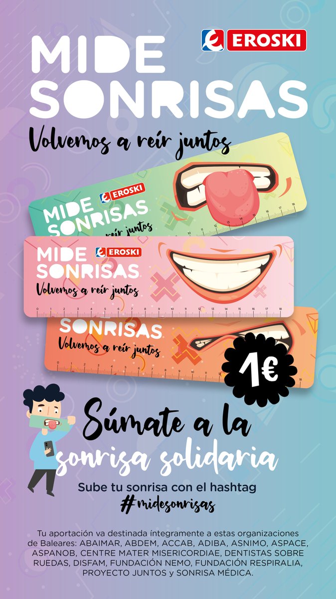 sonrisamedica's tweet photo. Esperança té a la família a dinar i en fer la compra, ha agafat 1 de les 3 regles màgiques que mesuren somriures i faran possible tants projectes dedicats a la infància a les Balears. 
Tu també ens pots enviar la teva imatge!
#MideSonrisas #EroskiBalears  #associacionsinfantils https://t.co/kVtkPkjsc8