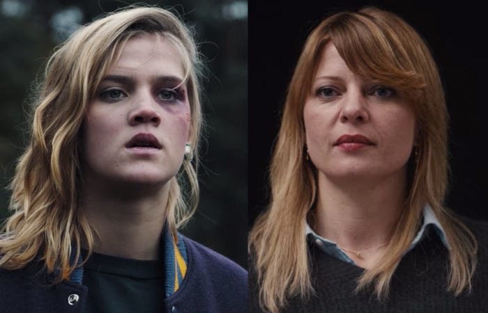 Katharina's maiden name is Albers, but she's known primarily as Urlich's wife, Katharina Nielsen. She dated Urlich in high school, as we saw in the 1986 flashbacks. 
Katharina is Mikkel's mother, and also mother to two other teens: Martha and Magnus.#dark