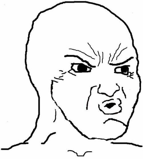 i love this wojak because it's usually posted with some kind of negative/painful context but it's also the exact face i make when i hear a really good song 