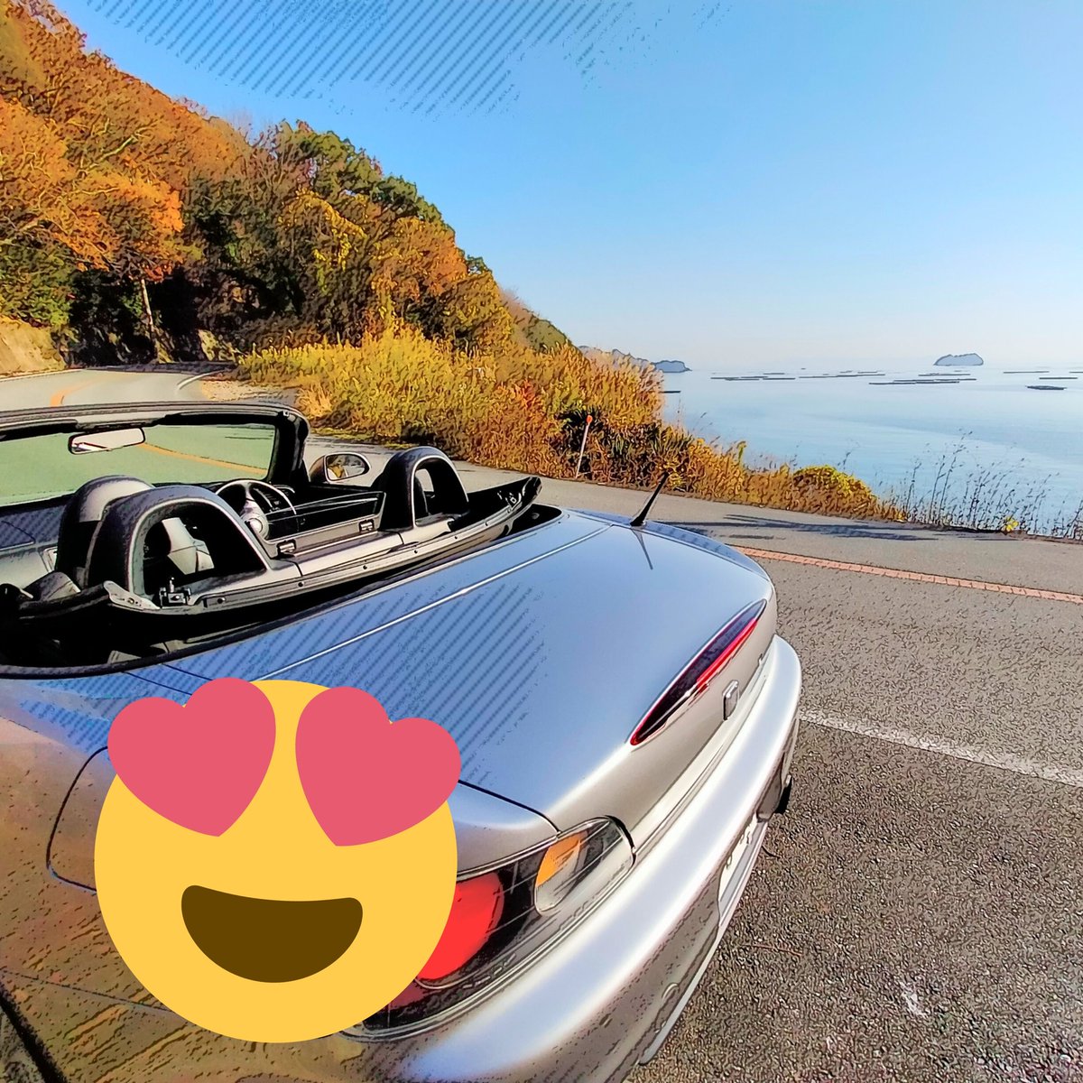 back_hanger's tweet photo. 雨情華月様聖地ドライブ
海岸線走ってきました。
景色も天気も最高の１日でした。
#雨情華月 
#聖地ドライブ
#はりまシーサイドロード https://t.co/KJbTnIaSdQ
