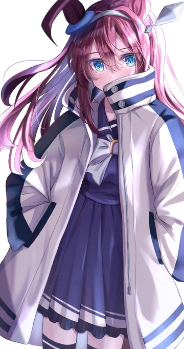 ホームに設定してるウマちゃんの制服姿、ずっと夏服なの寒そうだからあったかい格好してもらいました。

#ウマ娘 
#ウマ娘プリティーダービー 
#ミホノブルボン 