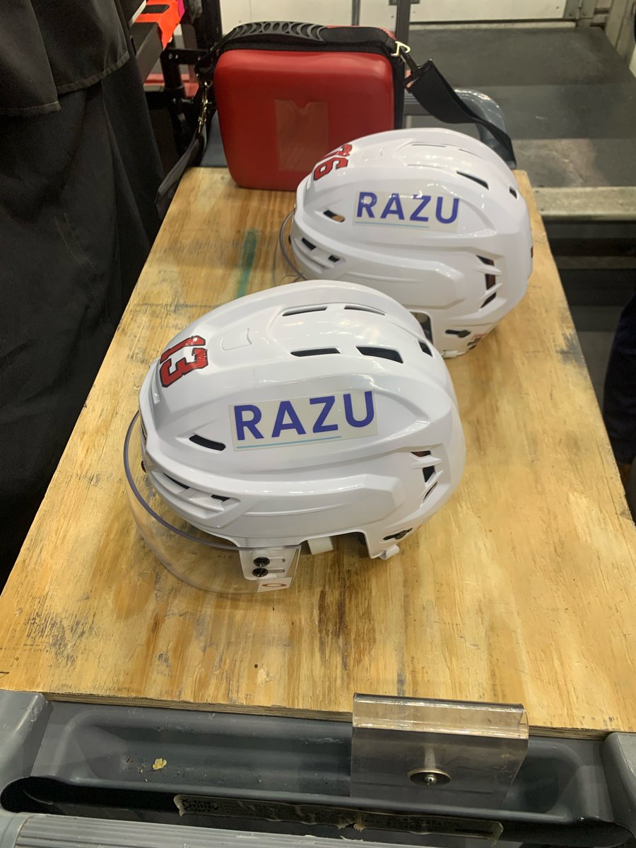 THEYAMS's tweet photo. Congratulations to the owner of Razu (@officialrazu)! Starting today, the New Jersey-based music company will have its logo on the Devils helmets for thirty road games as a part of @Prudential's Buy Black Initiative. It was a pleasure to connect this week! Photos via @Steinbrena https://t.co/LxG05rKNU4