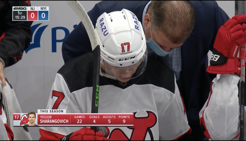 THEYAMS's tweet photo. Congratulations to the owner of Razu (@officialrazu)! Starting today, the New Jersey-based music company will have its logo on the Devils helmets for thirty road games as a part of @Prudential's Buy Black Initiative. It was a pleasure to connect this week! Photos via @Steinbrena https://t.co/LxG05rKNU4