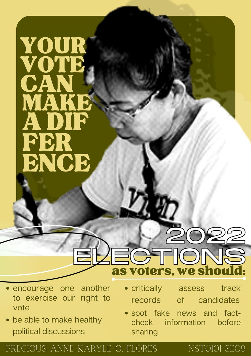 prcsflores's tweet photo. "The big bad man and his ... clan
Their hands are stained with red ...
They aren't gonna change this
We gotta do it ourselves" (Swift & Little, 2020, stanza 3-4).
In the upcoming elections, exercise your civic responsibility to vote the right leaders.
#FEUNSTP #CalledToServe https://t.co/CELp05cMCV