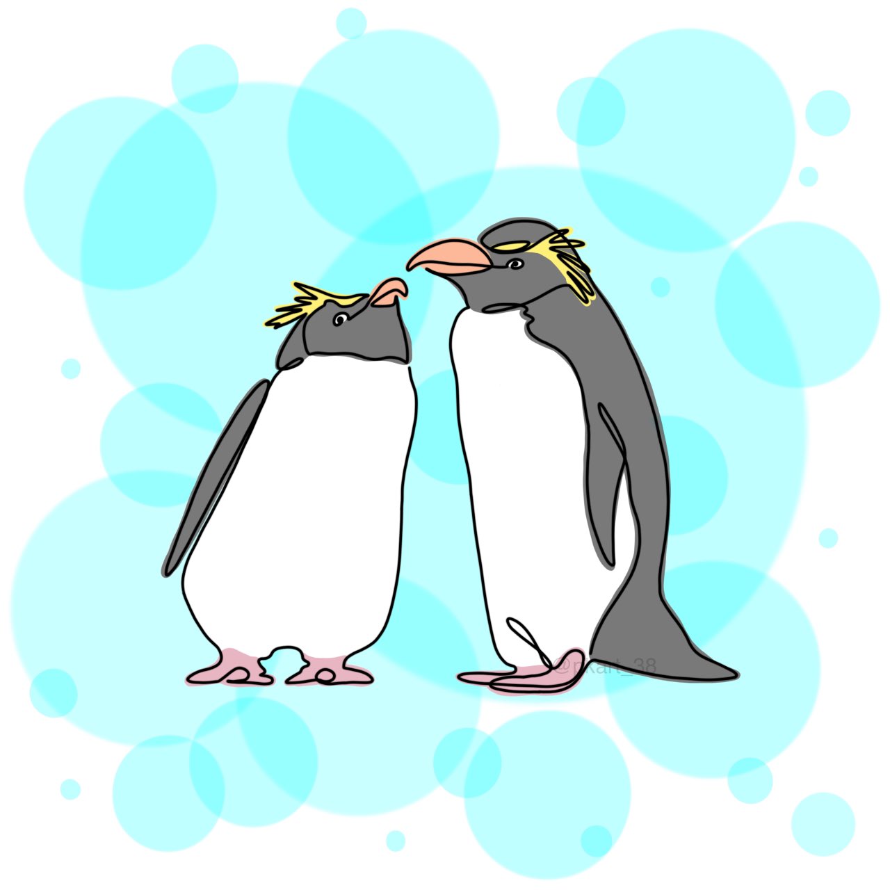 Twitter 上的 りんりん 一筆書き風 ペンギン 無断転載禁止 線画 一筆書き ペンギン ミナミイワトビペンギン イラスト シンプル おしゃれ 絵描きさんと繋がりたい イラスト好きな人と繋がりたい