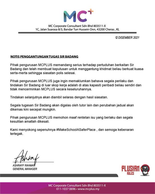 Dituduh Lakukan Gangguan Seksual Sir Badang Buat Laporan Polis Pihak Pengurusan Pula Terpaksa Gantung Khidmat Hingga Gempak