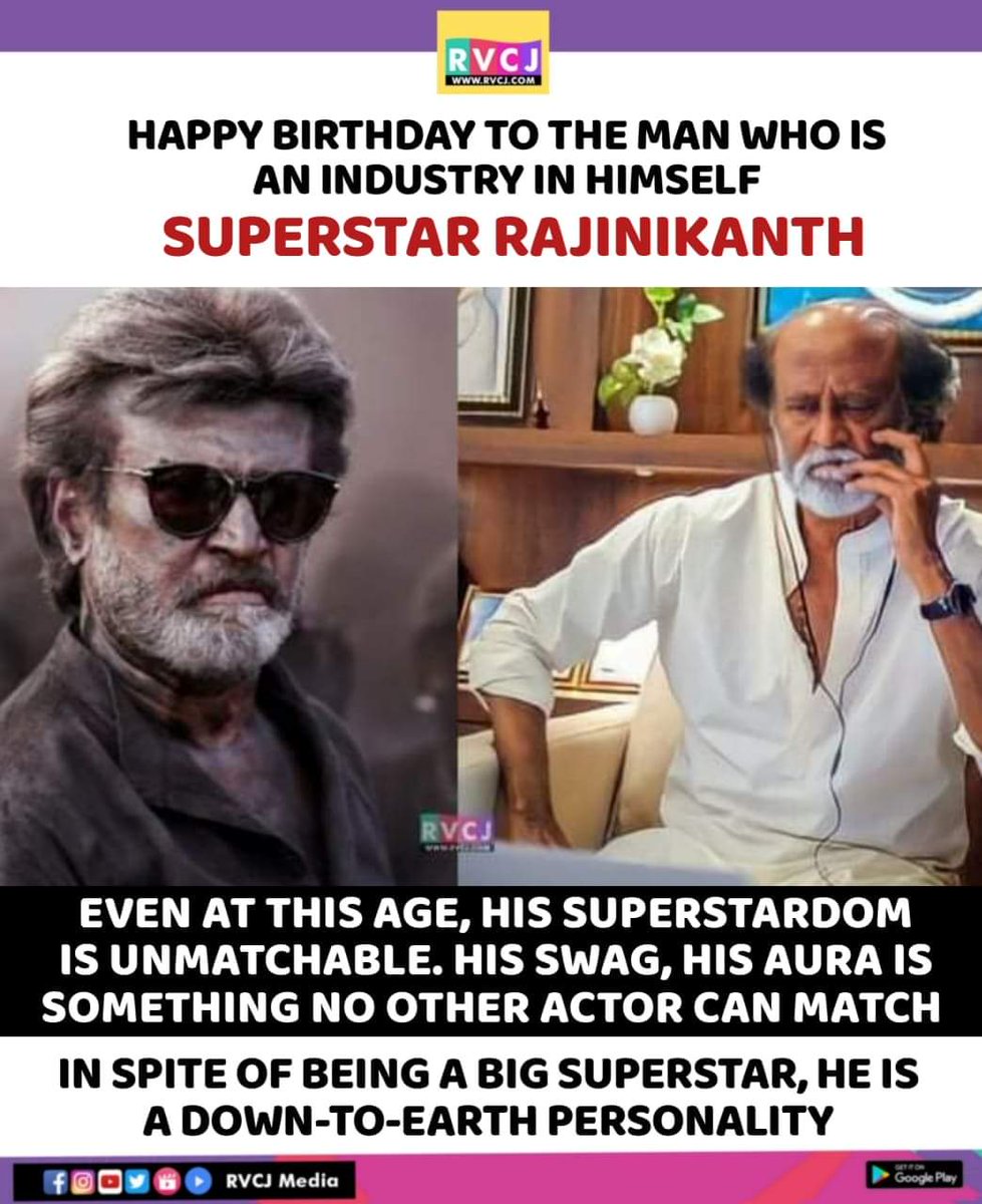 RVCJ_FB's tweet photo. Happy Birthday Rajnikanth! 🔥 🐐 https://t.co/EsXkj42SkO