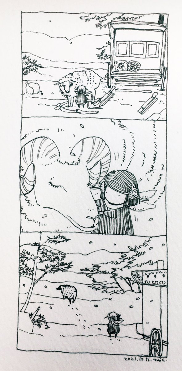 12/12:
春まで暫しの別れ。
Farewell for a while until spring.

#Pavot #ペン画 