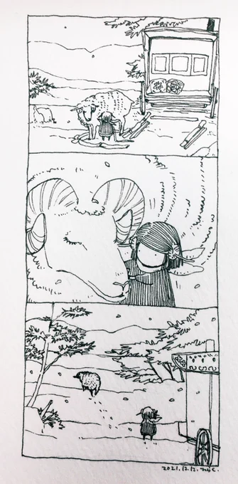 12/12:
春まで暫しの別れ。
Farewell for a while until spring.

#Pavot #ペン画 