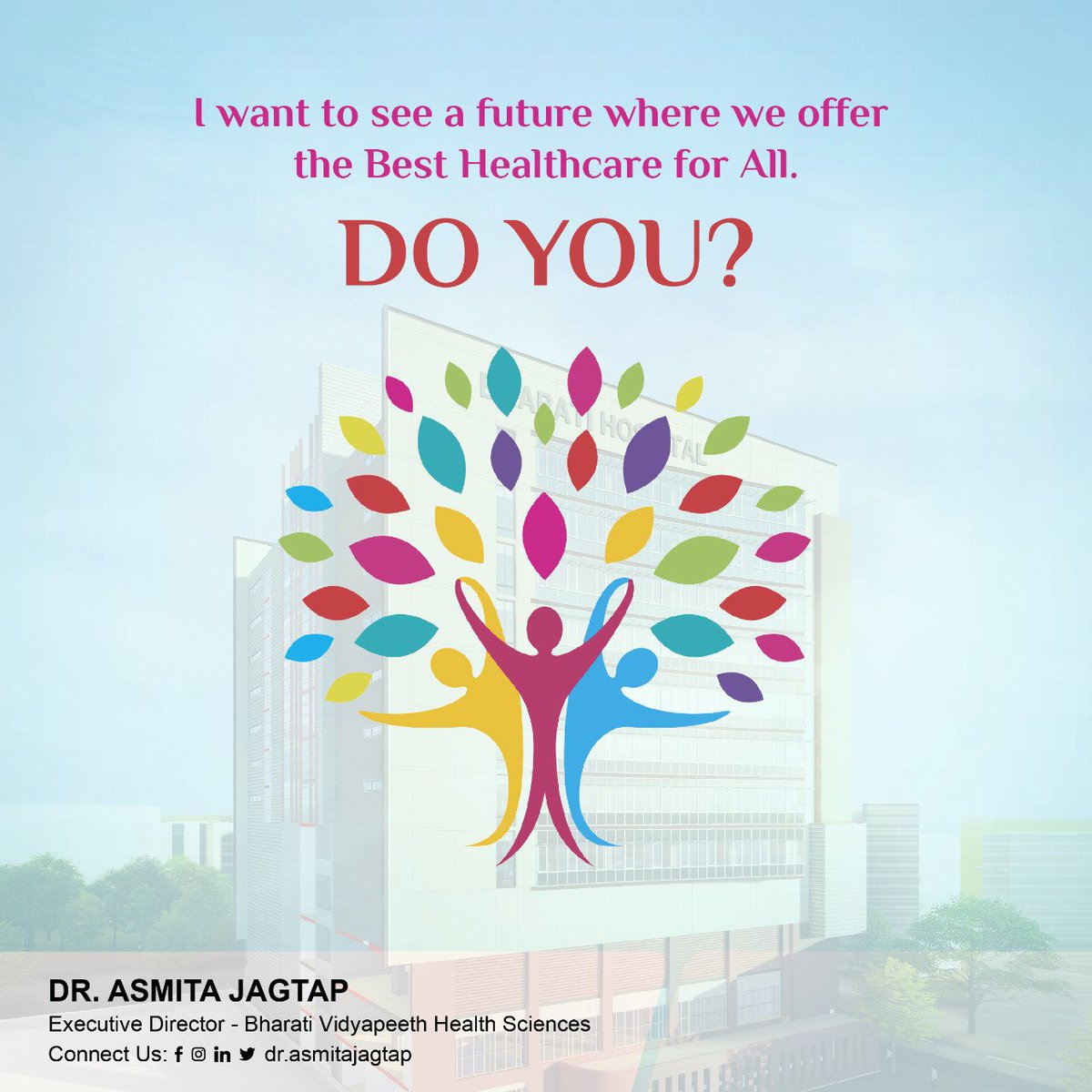 On this Universal Health Coverage Day, I take this opportunity to share my dream of offering equal and optimum healthcare for one and all. No one should be left behind in the quest of quality care for their loved ones. 
#BharatiHospital  #universalhealthcoverageday #asmitajagtap https://t.co/Jj8mMButRN