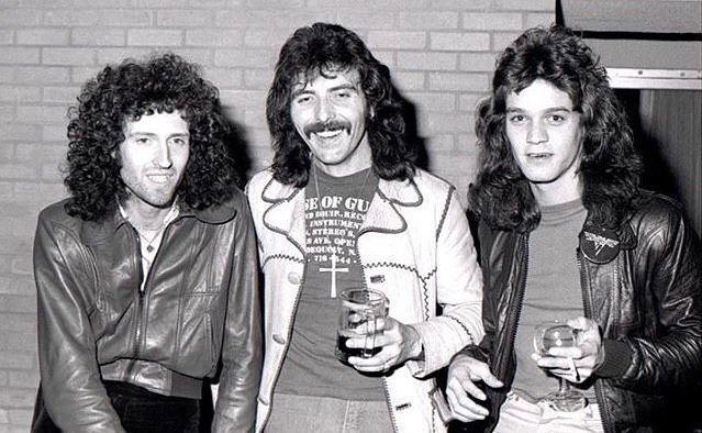 crockpics's tweet photo. Brian May, Tony Iommi and Eddie Van Halen, 1978. Photo by Ross Halfin https://t.co/YpZnZde1UT