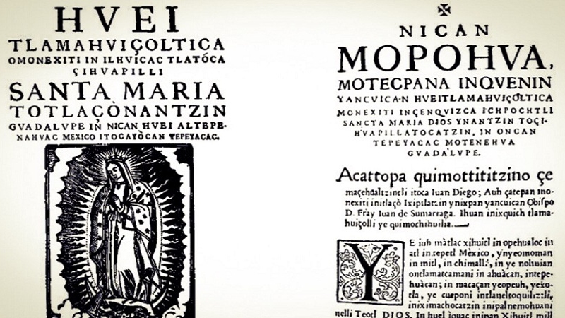 FSSPXES's tweet photo. El Nican Mopohua es el relato en náhuatl sobre las apariciones de la Virgen de Guadalupe en 1531. Nican Mopohua (que se traduce como "Aquí Se Narra") son las dos primeras palabras de este relato, cuya autoría es de Antonio Valeriano. https://t.co/ym359rRbXO https://t.co/EeASuqxFcB