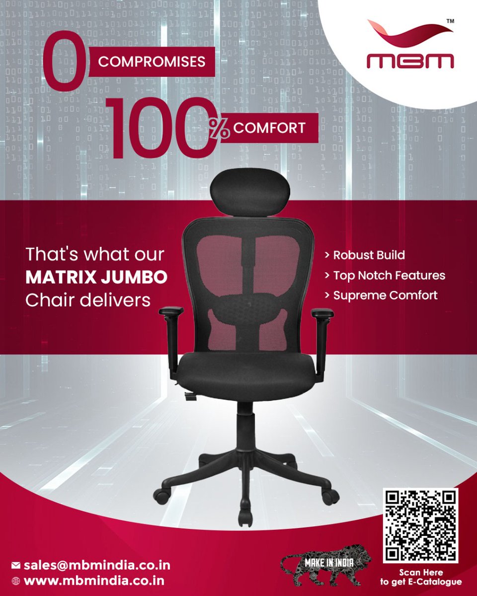 mbmindiapvt2's tweet photo. When it comes to winning at comfort fair and square, no one's ever coming closer to MATRIX JUMBO chair.
Visit https://t.co/IEtzijWD9C and experience it for yourself.
#workfromhomechairs #officechairs #workchairs #workchairsofinstagram #chairexporter #mbmindiapvtltd https://t.co/WcyBBgKRkW
