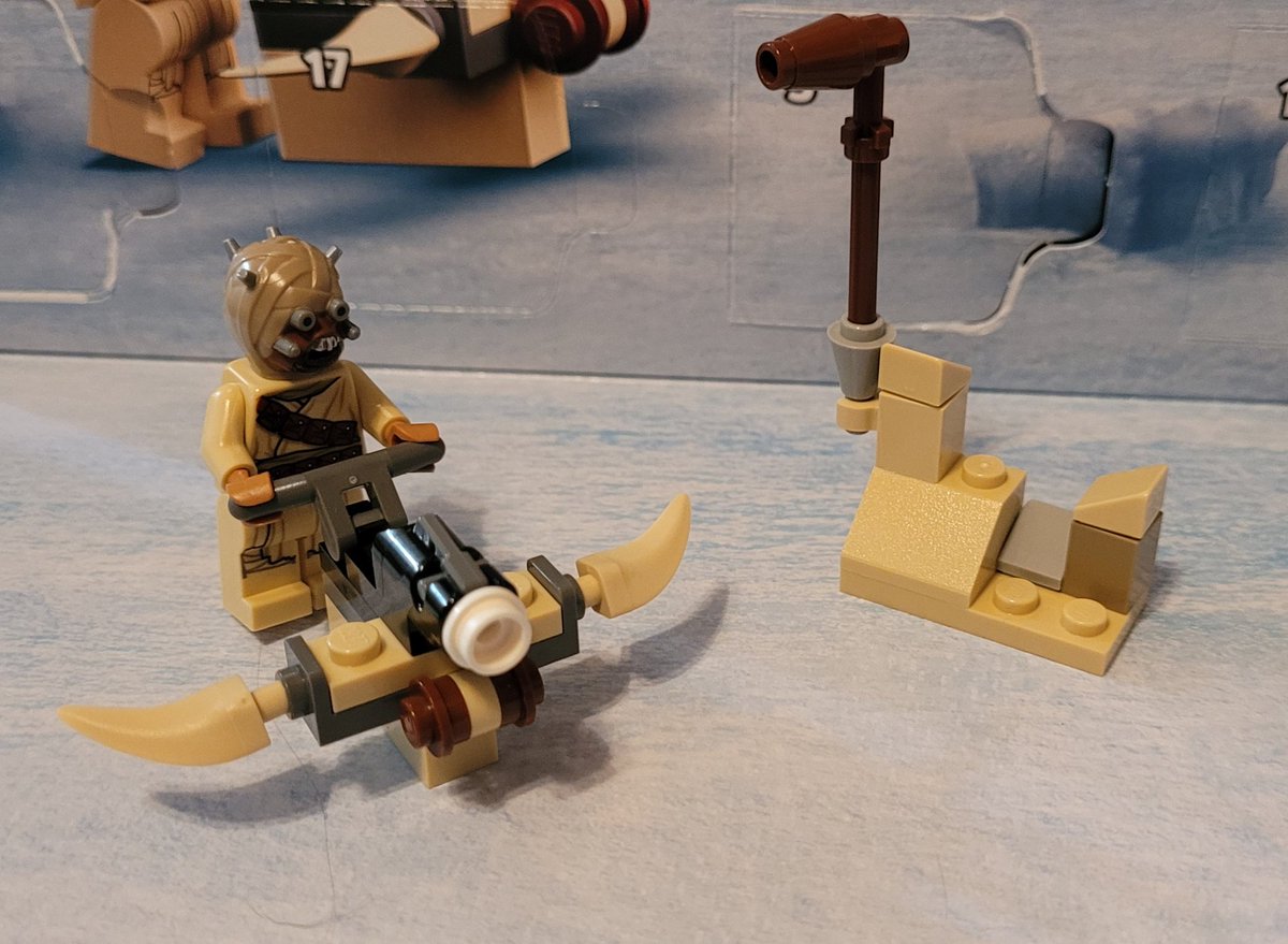 DiFlores23's tweet photo. Days 8, 9, & 10 of the @LEGO_Group #StarWars #Mandalorian advent calendar. I got a hint on how the minifig and the push cart thing fit together because of a picture on the box. Otherwise, I still have no idea what I'm building! #AdventForAndrew https://t.co/RFiXVS4QNw