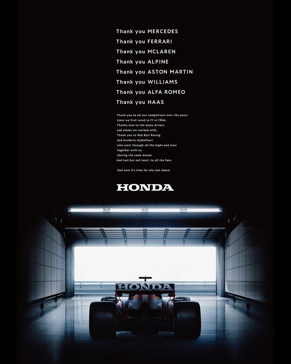 One last dance. Thank you F1, thank you everyone. #PoweredByHonda