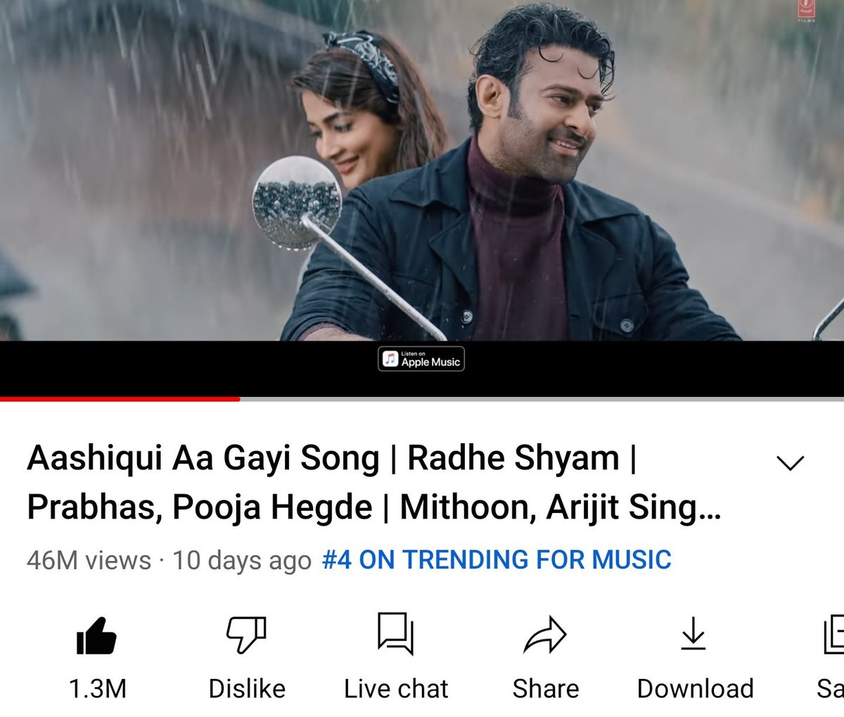 #aashiquiaagayi Reached 46 million views with 1.3 million likes.Mostly 50 million views by tomorrow...Faster than #PyschoSaiyaan 🔥🔥