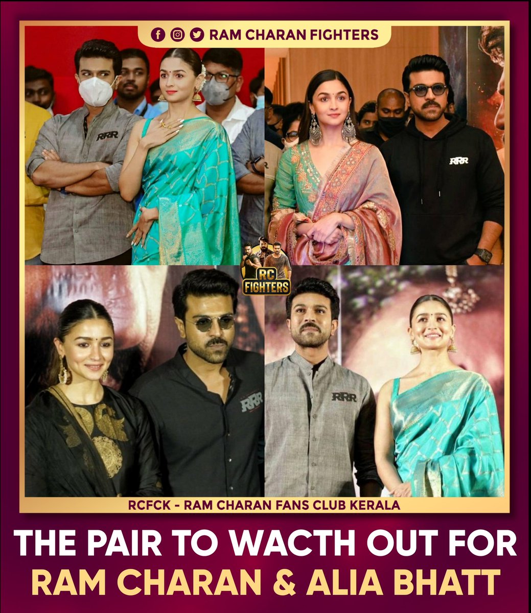 The pair to watch out for😍Alia Bhatt and Ram Charan! #ramcharan #jrntr #aliabhatt #megapowerstar #megastarchiranjeevi #rrrmovie #ramcharanfans #RCFCK #rcfck_official #cboe_official #rc16 #RamCharanFansKerala #KeralaRamCharanFans