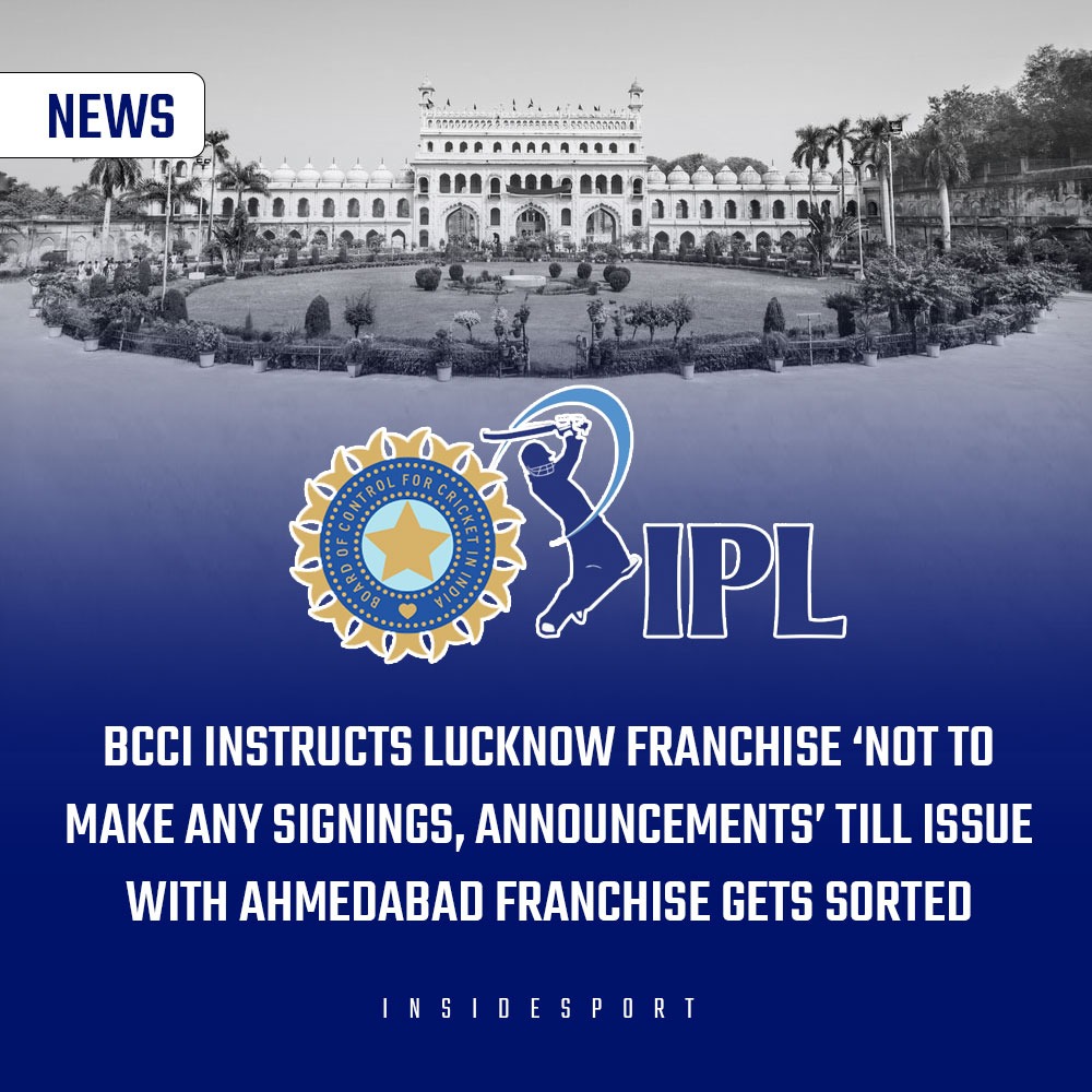 InsideSportIND's tweet photo. BCCI has asked the Lucknow franchise to stay away from approaching players till issue with Ahmedabad franchise gets sorted.
#BCCI #IPL2022 #IPLNewTeam #IPL https://t.co/aA0bwCJl2E