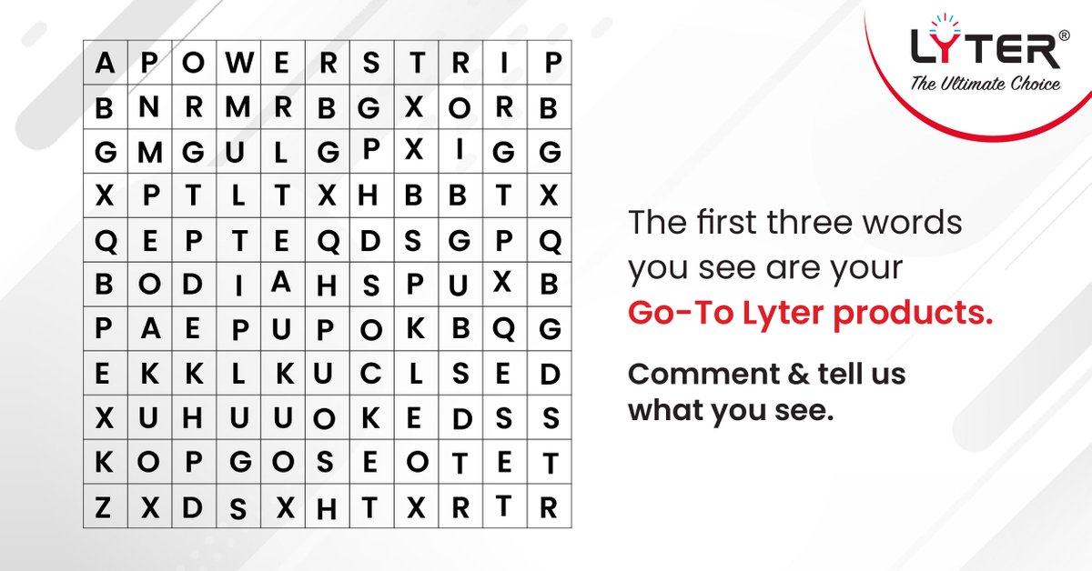 thelyterworld's tweet photo. Its time to think hard and light up your brain for this fun puzzle!
Tell us in the comment section below, which 3 lyter products did you spot?
🌐: https://t.co/htMK1sG87q
☎️: +91-9833623624
_
#Lyter #Lyterworld #Puzzle #Quiz #ThinkHard #FunPuzzle #WorldClassTechnology https://t.co/cX0NnxQDRb
