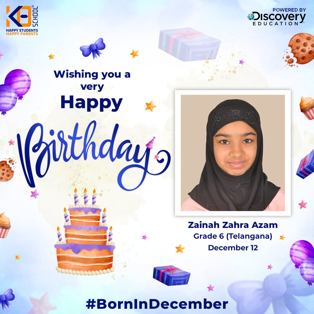 school_k8's tweet photo. K8 School wishes a Happy and Blessed Birthday to our dear December children. We are delighted to have you as a part of our school. May you succeed and fly high in all your endeavors.

#happybirthday #parentslove #party #onlineschool #K8school #KreateWithK8 #KK8 #K8Schoolers https://t.co/zuKlY0tJKa