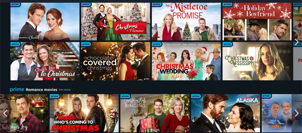 Amazon prime video is really into christmas. Their homepage is doing the most 😒
