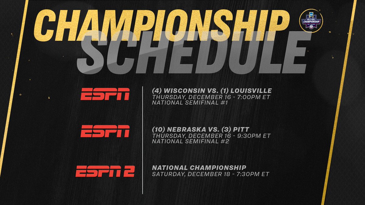 The match order for the National Semifinals has been announced!

#NCAAVB