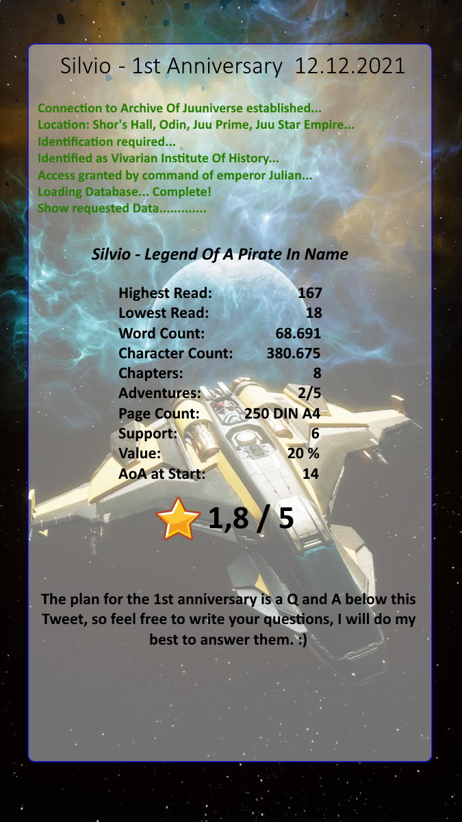 swedut1's tweet image. For the 1st anniversary of the Silvio #story I decided to make a Q and A. So you can ask any questions about my story in the comments below. I will try my best to answer them!

Happy Anniversary to all the peeps, who kept reading the story from the beginning! 🤗#writerfun