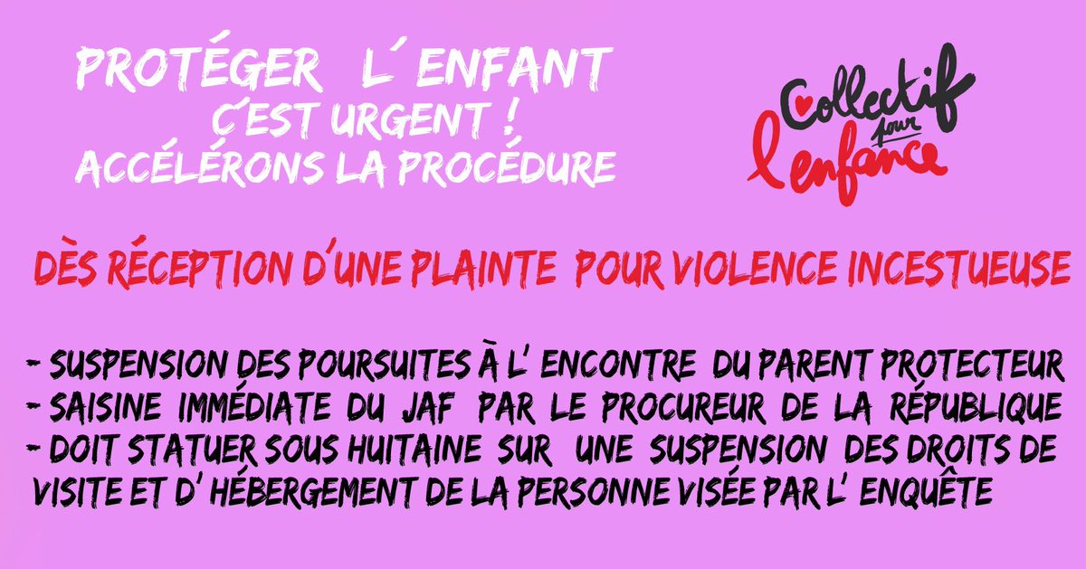 Le 14/12 le @Senat examine le projet de loi relatif à la #protectiondelenfance, adopté par @AssembleeNat en procedure accélérée.
Notre lettre à la @CIIVISE_contact 
collectifpourlenfance.fr/lettre-ouverte…
À faire tourner!
#inceste #pedocriminalite 
@AdrienTaquet @E_DupondM @EmmanuelMacron @afpfr