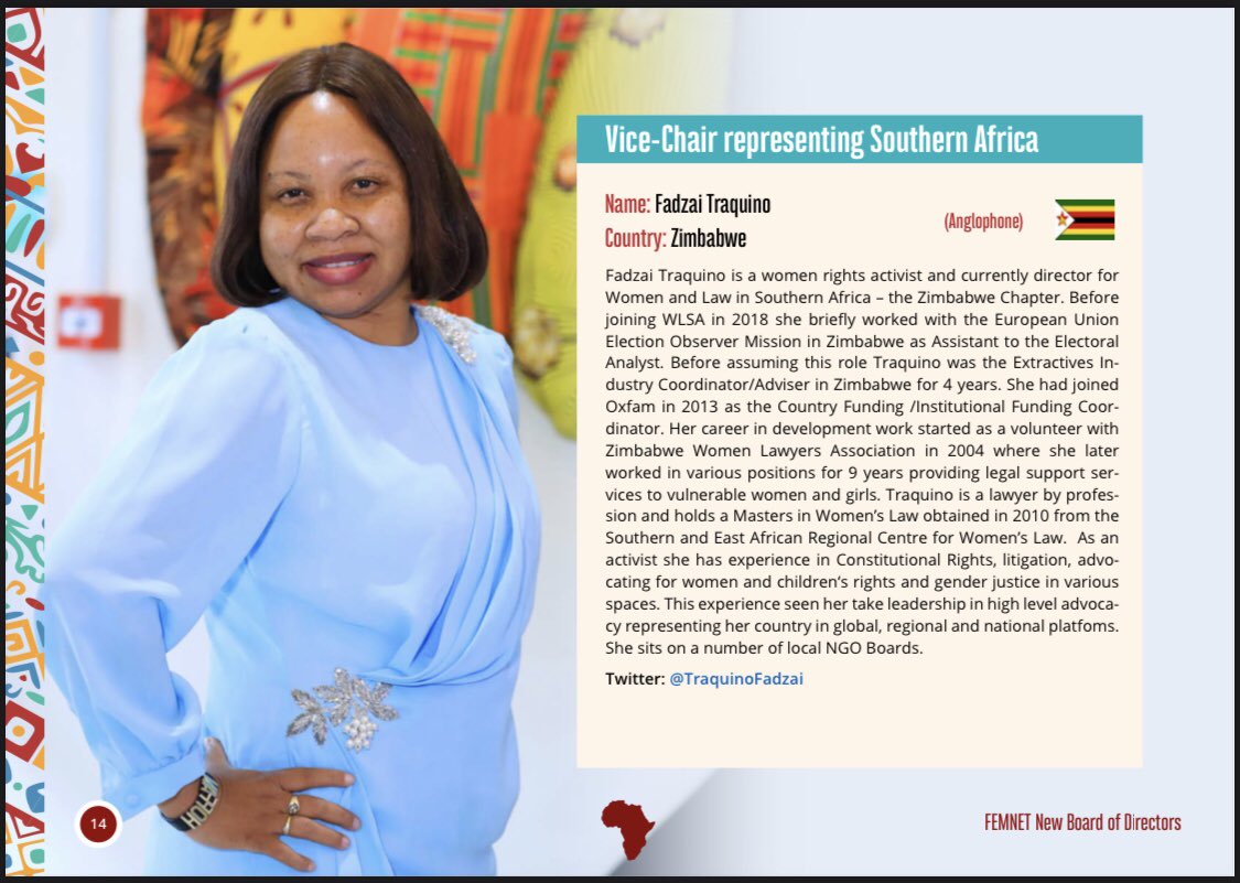 “The talent of success is nothing more than doing what you can do well, and doing well whatever you do…” —Henry Wadsworth We celebrate our National Director @TraquinoFadzai on her appointment as Vice-Chair representing Southern Africa on the FEMNET Board of Directors.