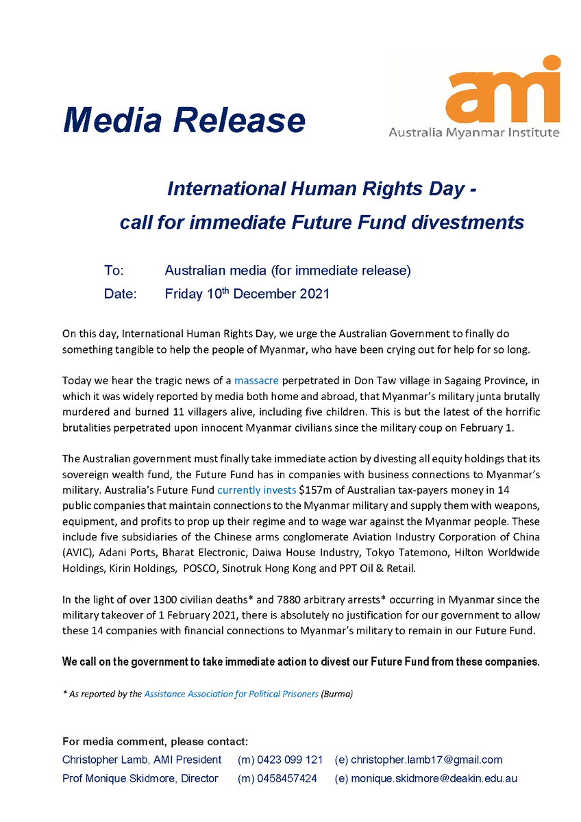 JusticeMyanmar's tweet photo. Glad to see our research on the Future Fund's investments in biz linked to #Myanmar military junta used by CRPH/NUG Support Group (Aust.), @savechildrenaus &amp; Australia Myanmar Institute. Future Fund must end complicity &amp; divest! Our brief &amp; #FOI request 👉🏽https://t.co/ymzl8bQ2Tu https://t.co/ioAfQhaigO
