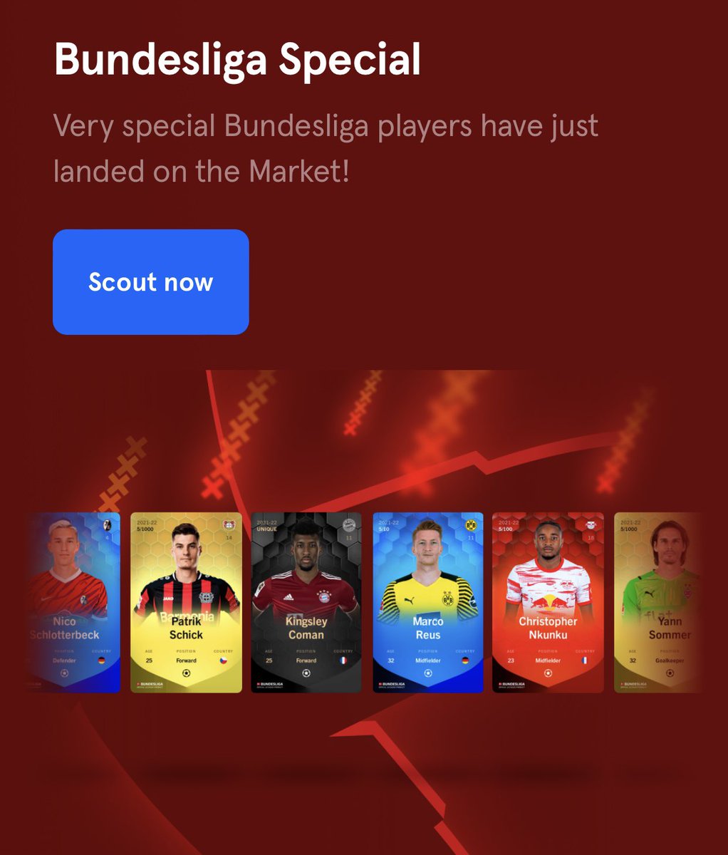 Very special #Bundesliga players have just landed on the #Sorare market. Grab your free #NFT Collectible Card now: 

sorare.com/r/borissia