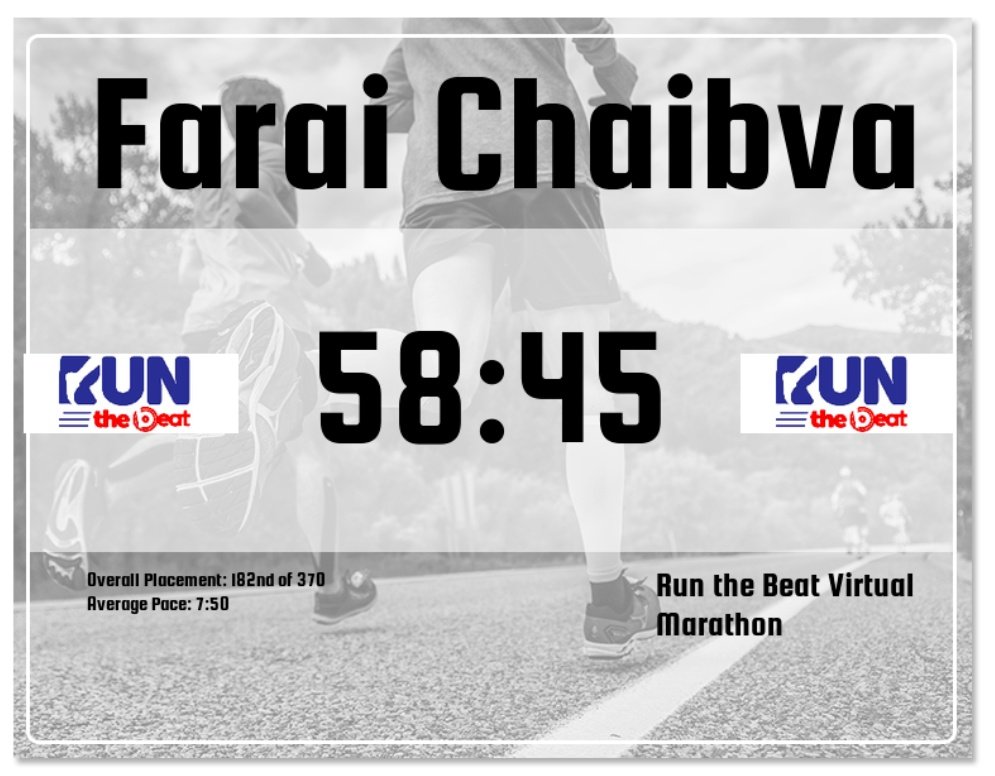 proudly_zim's tweet photo. @econetzimbabwe @econet_support @RaceJoy Completed the virtual 7.5km this morning. Awesome run.
Next year we go for the 21kmπππ
#RunTheBeat
#TiriKuMhanya
#Marathon https://t.co/IbeA5OsPBE