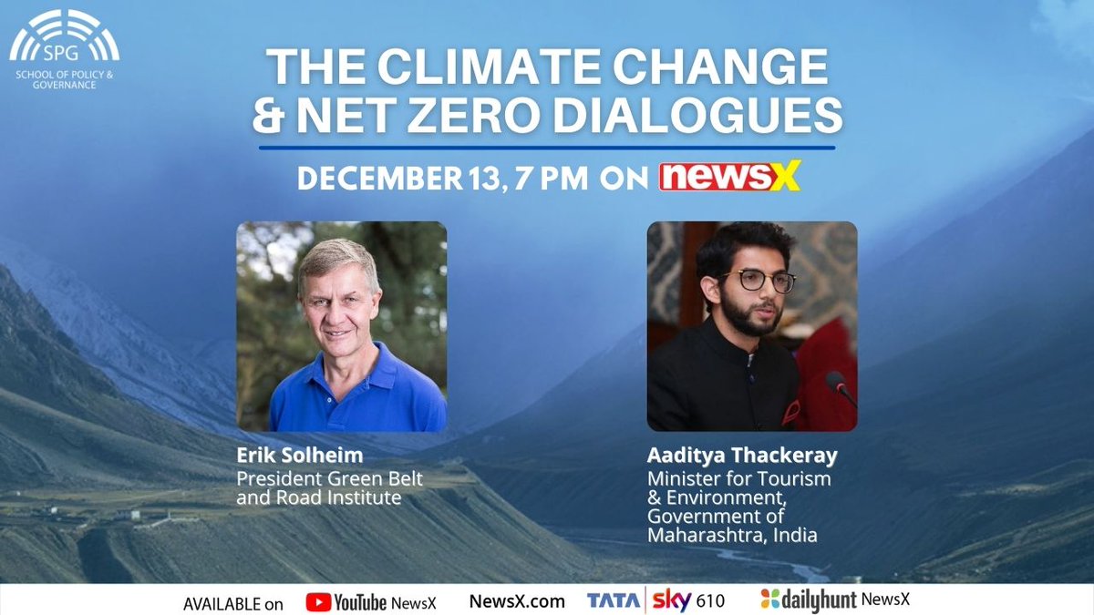 SPG_In's tweet photo. Don't miss @ErikSolheim and @AUThackeray discuss India's path to Net Zero by 2070 on @NewsX Dec 13, 7pm. #SPGNetZero https://t.co/5N2LQGIRBj