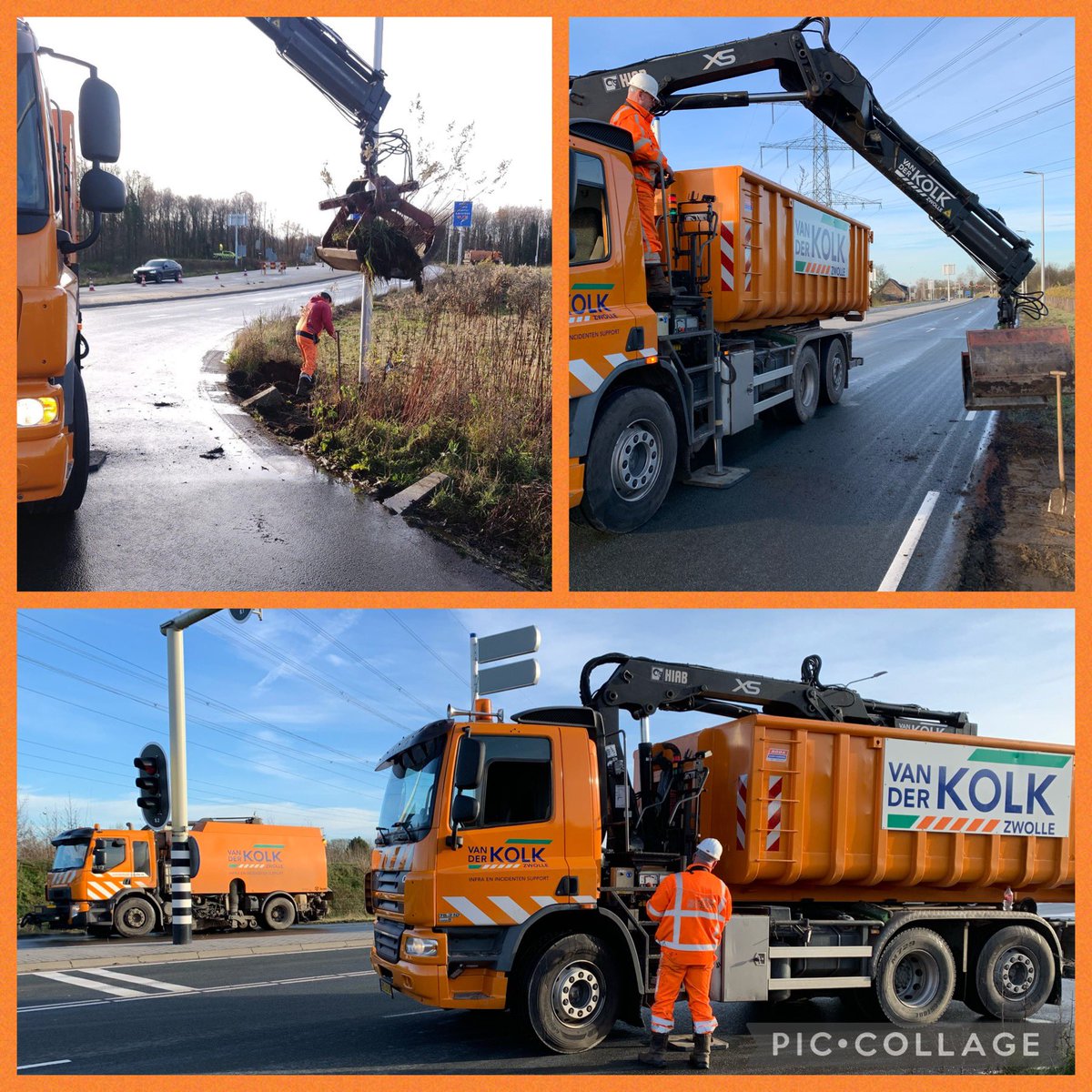 Ergens in Twente was vrijdag een kruispunt besmeerd
De gemeente voelde zich niet vereerd 
Zij belde hun companen en het oranjeleger 
Die kwamen aan met hun materieel en opa op de veger.

 vanderkolk-zwolle.nl

#diesellekkage #reinigen #wegdekreiniger #knijperwagen #saneren