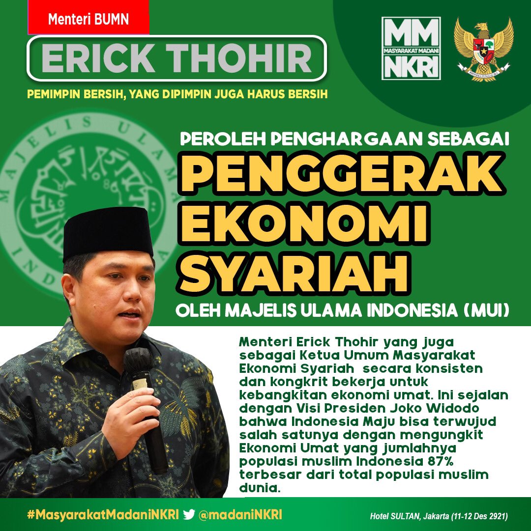madaniNKRI's tweet photo. @anakmedansarag1 @erickthohir @MUIPusat In syaa Alloh berkah, Bung @anakmedansarag1 . Dan menginspirasi kt semua. Semangat yaa Bung! #ericktokohekonomisyariah #PemimpinBersihYangDipimpinJugaHarusBersih https://t.co/Y6HRNKGP2z