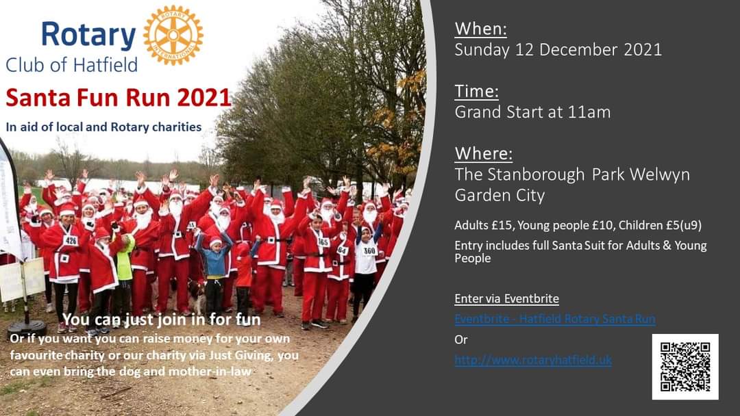 hatfieldrotary's tweet photo. There's still time to join us this morning for our Santa Run 2021 

You can run or walk it, it's all for fun.

You can just arrive and sign up in person or book via Eventbrite.

https://t.co/wJW2ERyv1a

#santarun #funrun #Rotary #hatfield  #welwyngardencity https://t.co/06nXgyKvh6