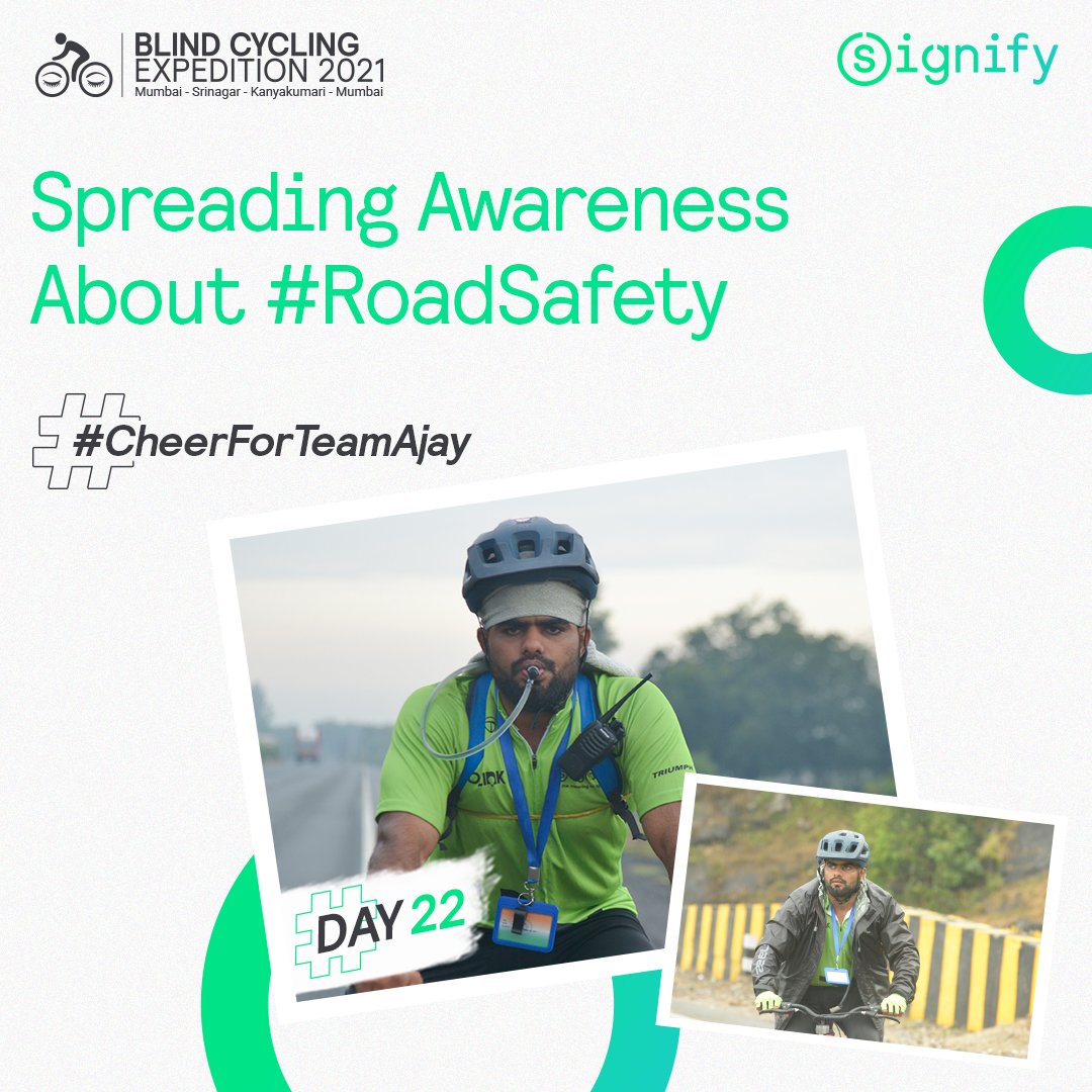 PhilipsLightIND's tweet photo. We are grateful for getting the chance to talk about #RoadSafety with so many people. A big thank you to everyone who has been supporting #TeamAjay till now!
Check out the complete Day #22 blog, here: https://t.co/fG3za5YBdH
#CheerForTeamAjay #BlindCyclingExpedition #Cycling https://t.co/h0fI6y8eMK