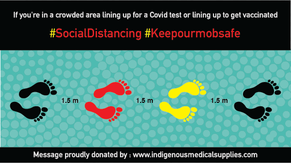 IndigenousX's tweet photo. If you're in a crowded area, lining up for a #COVID19 test or lining up to #GetVaccinated
It's still important to keep #SocialDistancing to #Keepourmobsafe
Message from 100% Aboriginal owned @Indig_Medical
See product range https://t.co/SZp4rs9Q7i https://t.co/fwcZeVDjiE