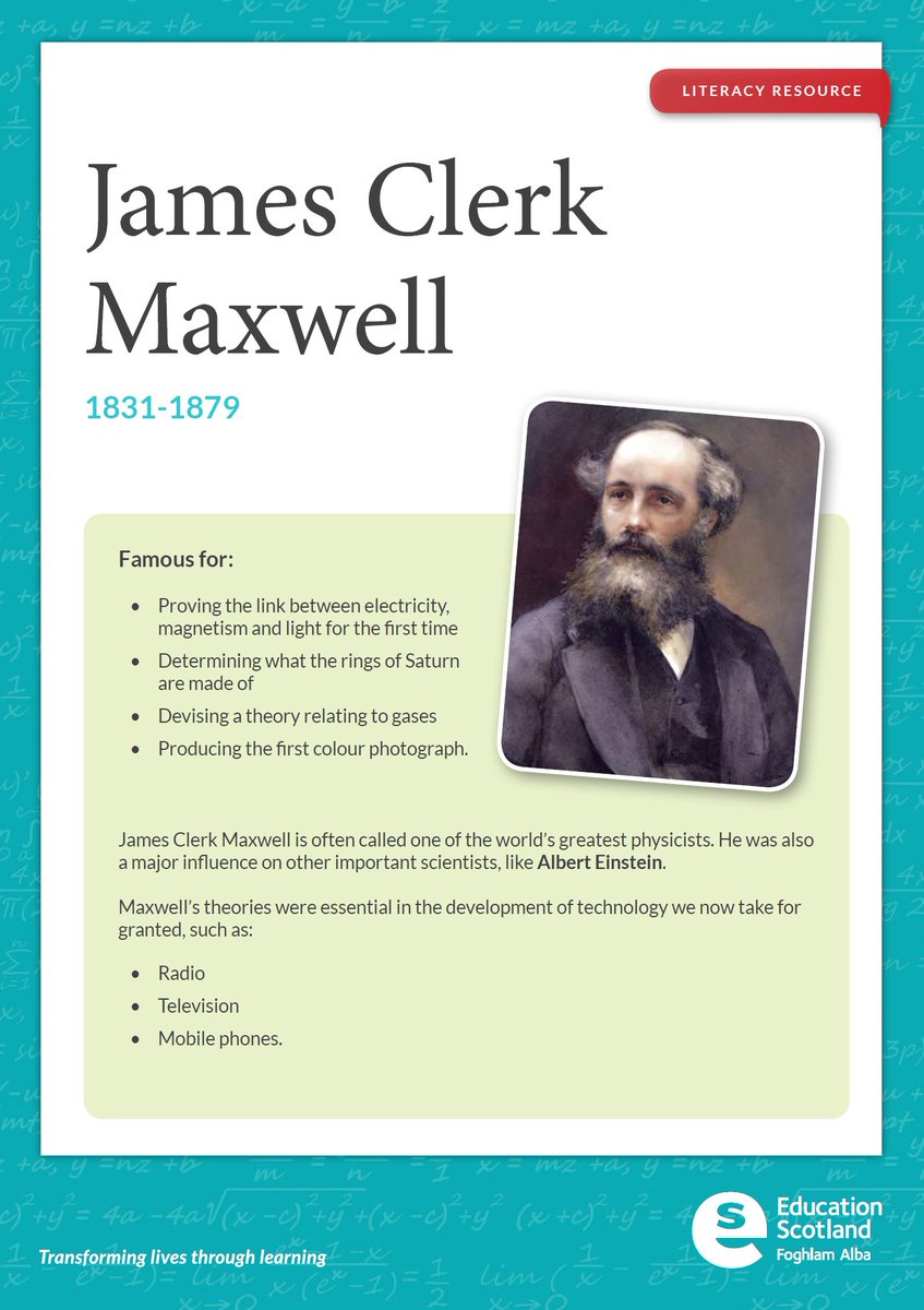 JCMaxwellFound's tweet image. Why is #JamesClerkMaxwell so important for our @WorldAndScience? By linking #light, #electricity &amp;amp; #magnetism he paved the way for the #21stcentury - from @BluetoothSIG to broadband, from mobiles to microwaves! @EducationScot education.gov.scot/nih/Documents/… clerkmaxwellfoundation.org