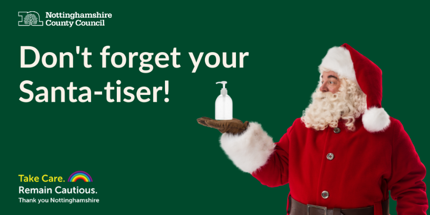 NottsCC's tweet photo. 🎅 👋| Make sure your hands are Santa-tised!
Regular hand washing and using hand sanitiser are effective ways to reduce your risk of catching illnesses, including Covid-19. 💧
More advice 👉 https://t.co/3qBdAUrBxZ
#StaySafeNotts #StopTheSpread https://t.co/FkpP0Ie6Z8