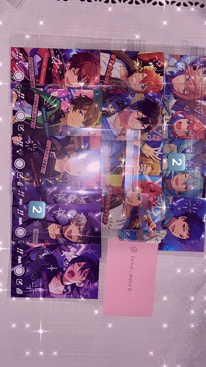 sena_moon6's tweet photo. （交換）あんスタ スナップミー 
snap me

譲渡→スバル 北斗 真 真緒 零 晃牙 英智 桃李 渉 弓弦 宙 紬 ひなた ゆうた 宗 HiMERU ニキ こはく 燐音 嵐 凛月 レオ 司 敬人 颯馬 紅郎 鉄虎 千秋 翠 日和 凪砂 斑 満 なずな 創 一彩 藍良 マヨイ 巽

求む))瀬名泉
※1部お声がけ中、数字は残り枚数 https://t.co/Xy4uPIBsqF