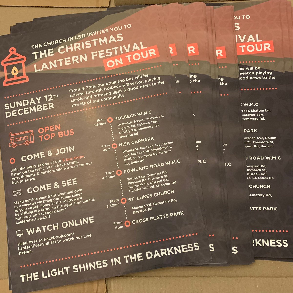 Open top bus✅
Salvation Army band✅
100s of mince pies✅
Heaps of Christmas cheer✅
It can only be the Lantern Festival in LS11. Touring the streets of Beeston and Holbeck from <a href="/holbeckwmc/">The Holbeck</a> to Cross Flatts Park playing carols and bringing joy. See facebook.com/Lanternfestiva…