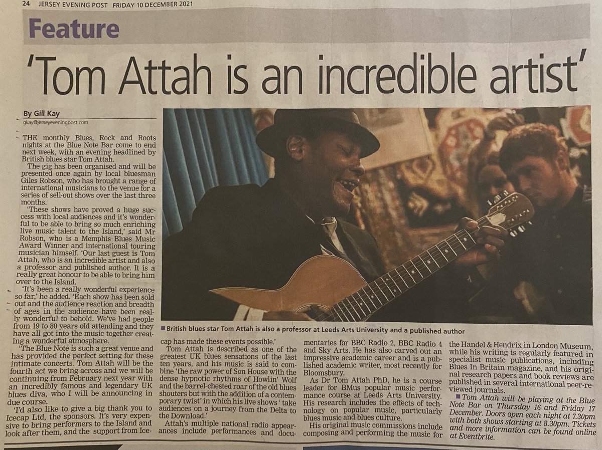 Looking forward to playing in Jersey next week, and this lovely write up from one of the papers has just come through. First time off the mainland since COVID!