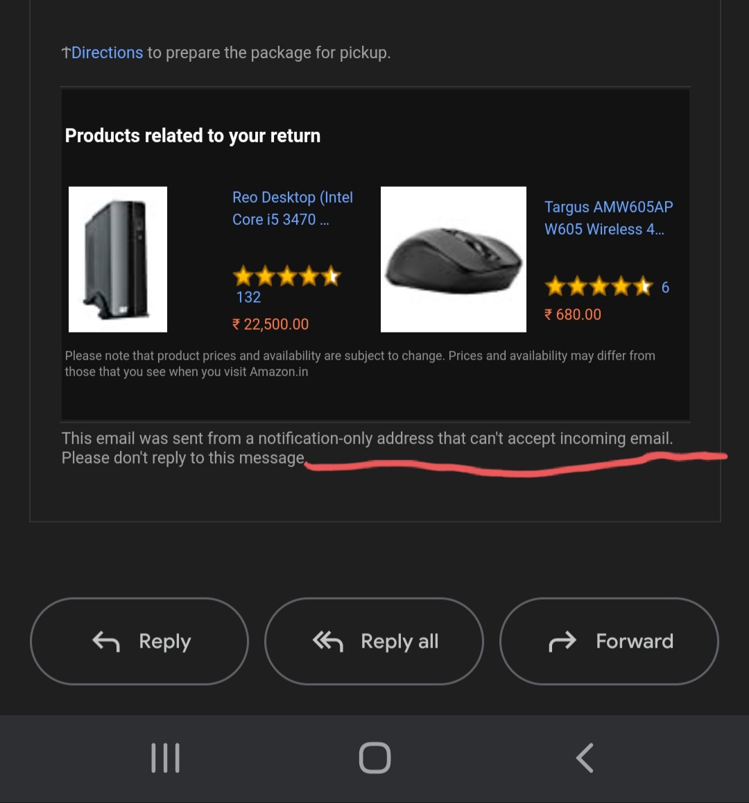 DesperAngie's tweet photo. @AmazonHelp So, that email doesn't even accept replies. https://t.co/fUwqs7g8fs