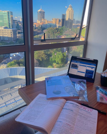 LondonU's tweet photo. We love the view of sunny Johannesburg from this student’s desk! What do you see when you study? Show us by posting a picture using #UoLStudySpace and we may share it. https://t.co/YFjYsQ0ouM