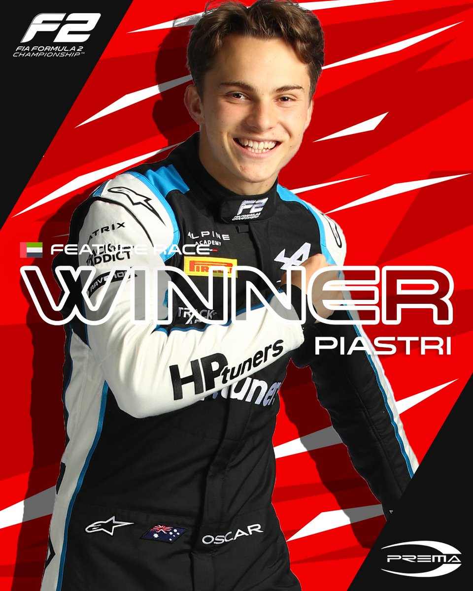 THE CHAMP WINSSSSSSSS! 🏆👏

THAT'S FOUR FEATURE RACE VICTORIES IN A ROW!!!

<a href="/OscarPiastri/">Oscar Piastri</a> signs off in style ahead of Zhou (P2) and Drugovich (P3) 

#AbuDhabiGP 🇦🇪 #F2