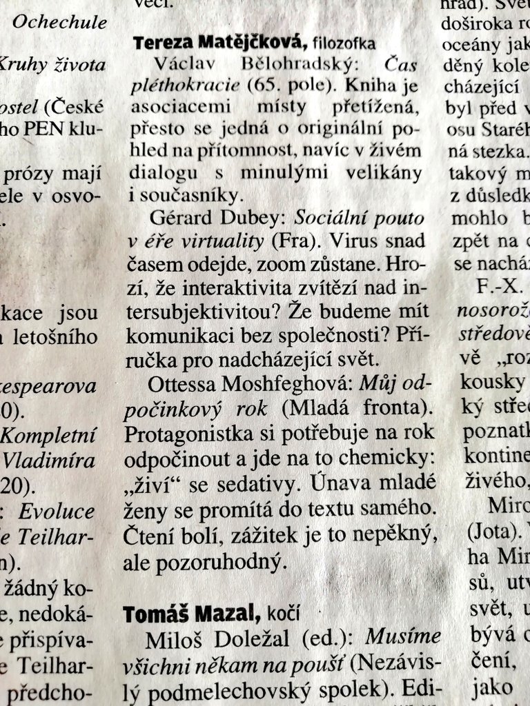 martinrychlik's tweet photo. Vždy má smysl sledovat, co právě čte a promýšlí Tereza #Matějčková z @FF_CUNI. A jaké knihy doporučuje Jaroslav #Petr, Petr #Pithart anebo japanolog Jan #Sýkora? 📚 https://t.co/sMLz0xy7lx