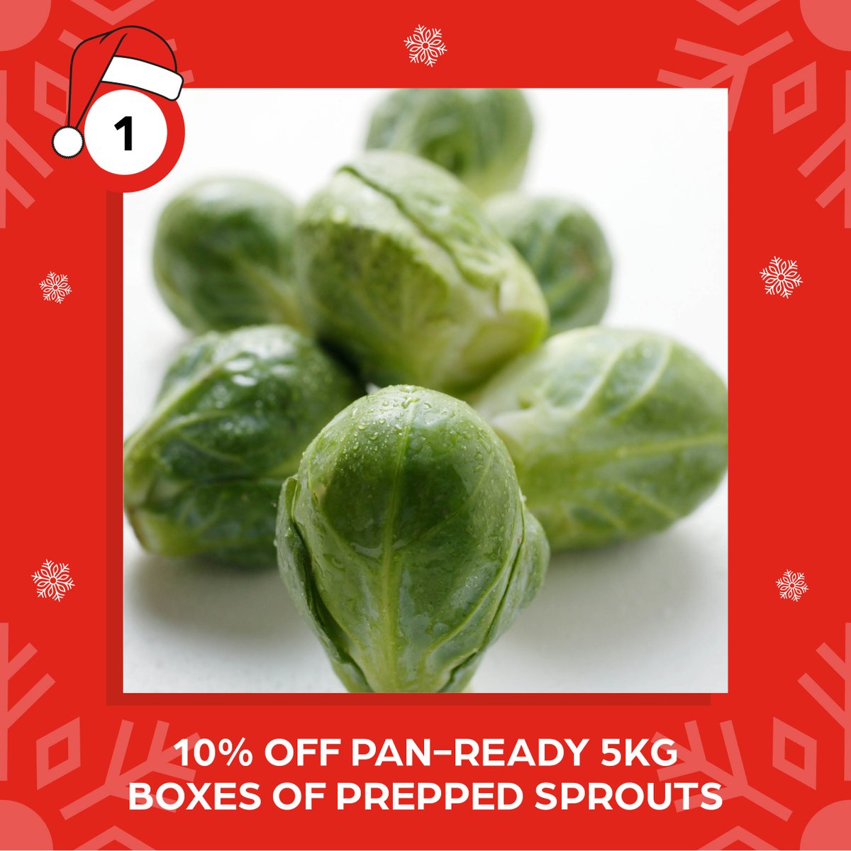 On the first day of Christmas Class One gave to me 10% off pan-ready 5kg boxes of prepped sprouts. Our prepped sprouts will save you precious time this festive season and until midnight tonight you can get them for 10% off! Call 01756700244 to order now for deliver tomorrow.