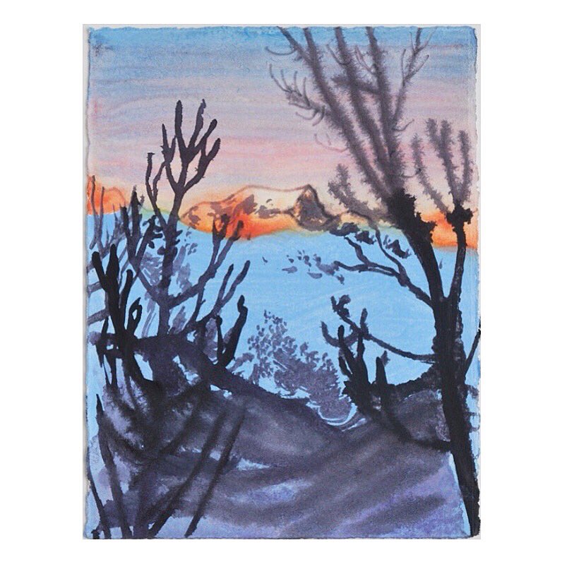 Mt Blanc: Frame, watercolour, 19x14.5 cm. One of 41 new works in my Solo Exhibition “The Mountains are Calling” @RableyGallery for one more week. Open today from 11 to 3